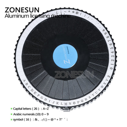 ZONESUN 52 caracteres manual máquina de gravação de placa de identificação