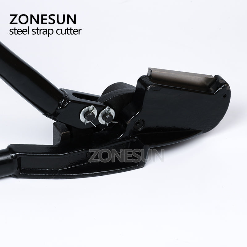 ZONESUN Ferramenta de cinta manual cabo curto cortador de fita de aço inoxidável 
