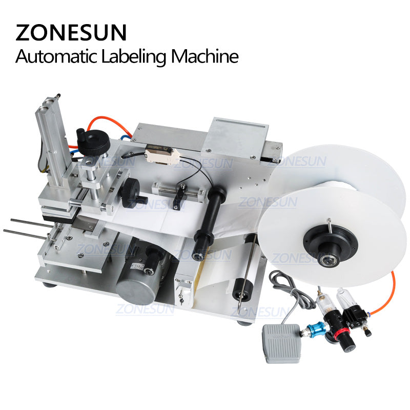 ZONESUN LT-60 máquina de etiquetagem plana pneumática semiautomática para etiqueta transparente normal