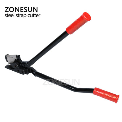 ZONESUN Herramienta de correa manual Cortador de banda de acero inoxidable de mango corto 