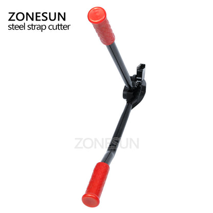 ZONESUN Ferramenta de cinta manual cabo curto cortador de fita de aço inoxidável 