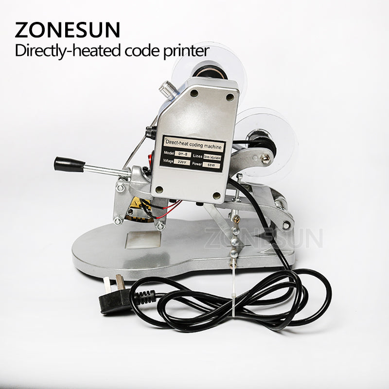 ZONESUN DY-8 Máquina de codificação de impressora de data de fita aquecida diretamente