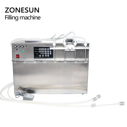 ZONESUN 5-3000ml 4 cabezales Stand-up Bag Spout Pouch Máquina de llenado de líquidos