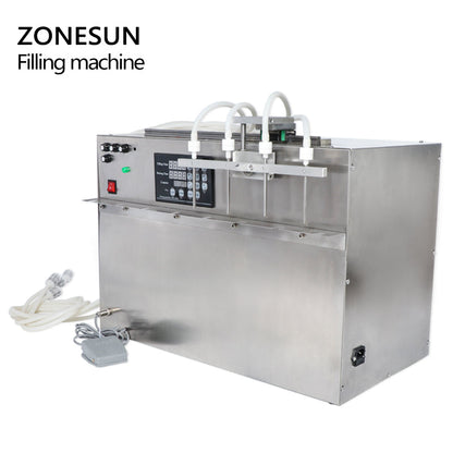 ZONESUN 5-3000ml 4 cabezales Stand-up Bag Spout Pouch Máquina de llenado de líquidos